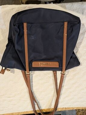 Calvin Klein Navy and Brown Leather Backpack Tote